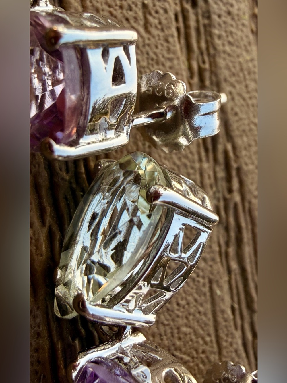 Gorgeous AAA Pink & Green Amethyst 9.00 CTW Rhodium Over 925 Silver Earrings - Picture 12 of 12
